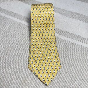 Vintage Tommy Hilfiger Yellow Sailboats Silk Tie